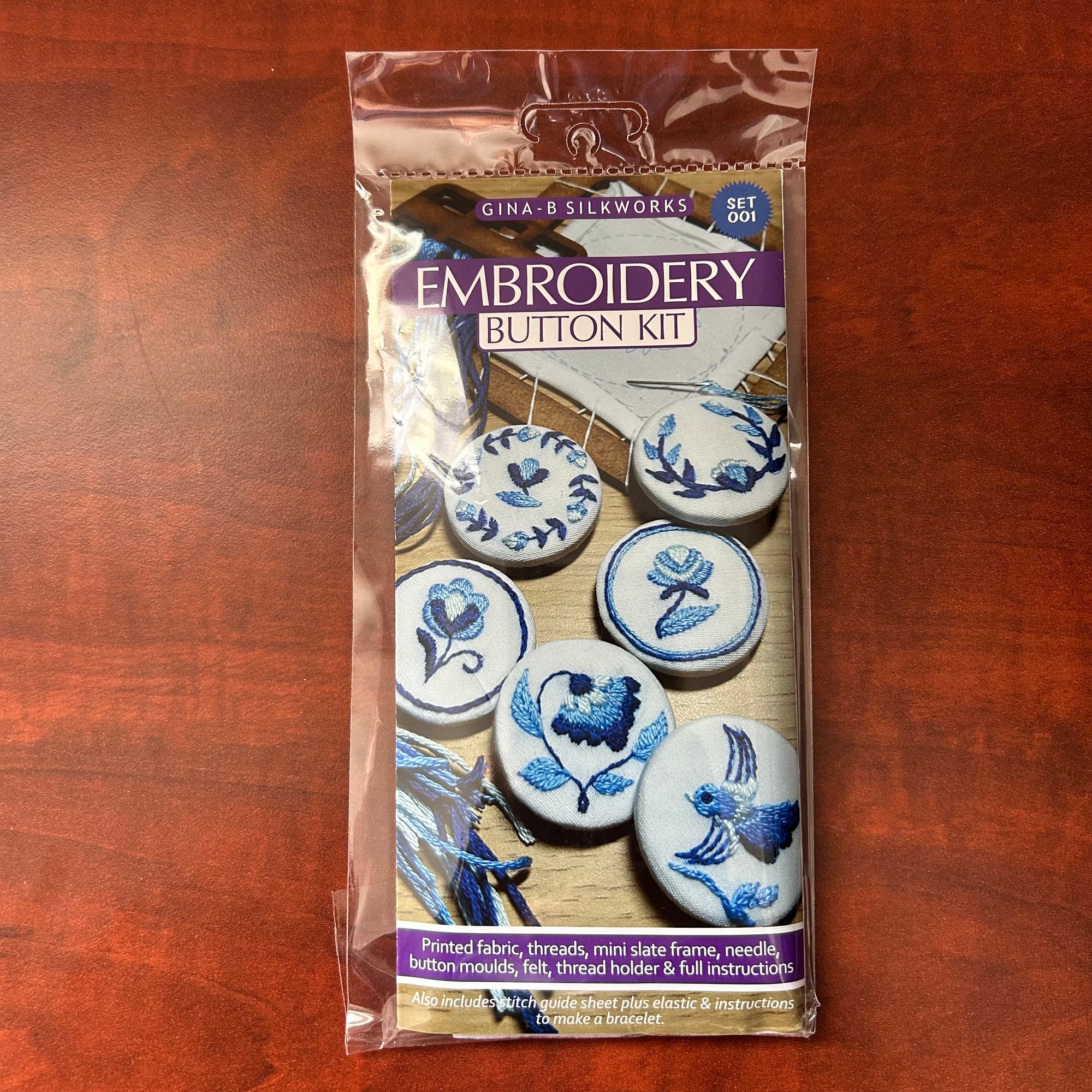 Gina-B Embroidery Button Kit - Blue and White